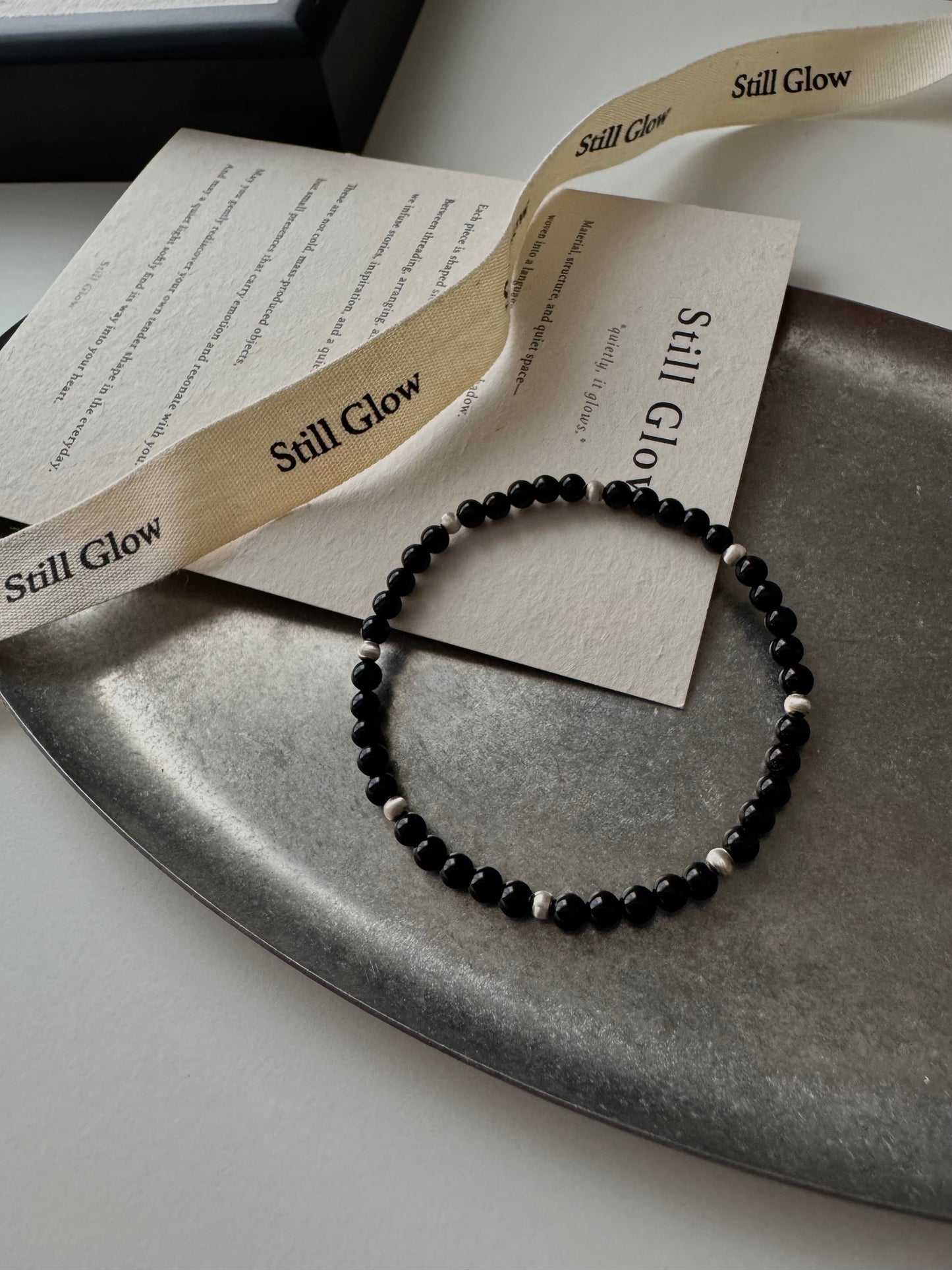 Night Orbit|Black Onyx × Sterling Silver Bracelet
