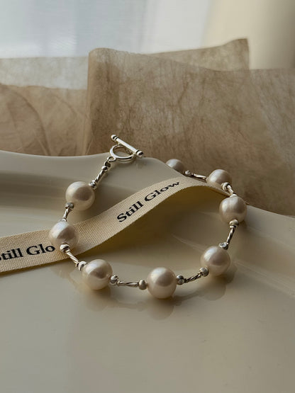 Trace of Light｜925 Silver × Natural Freshwater Pearls Bracelet