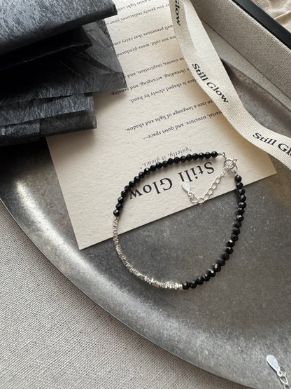 Nocturne Light｜Black Spinel × Sterling Silver Bracelet
