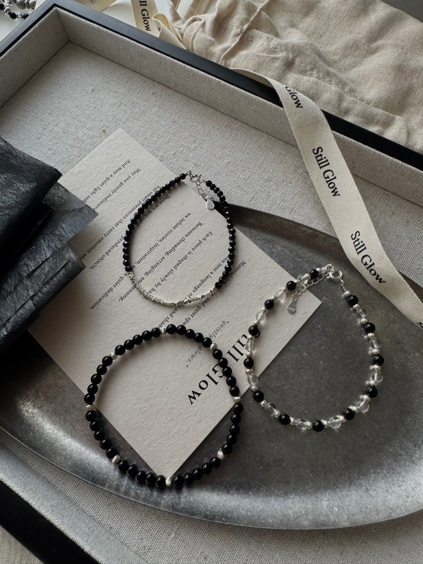 Nocturne Light｜Black Spinel × Sterling Silver Bracelet