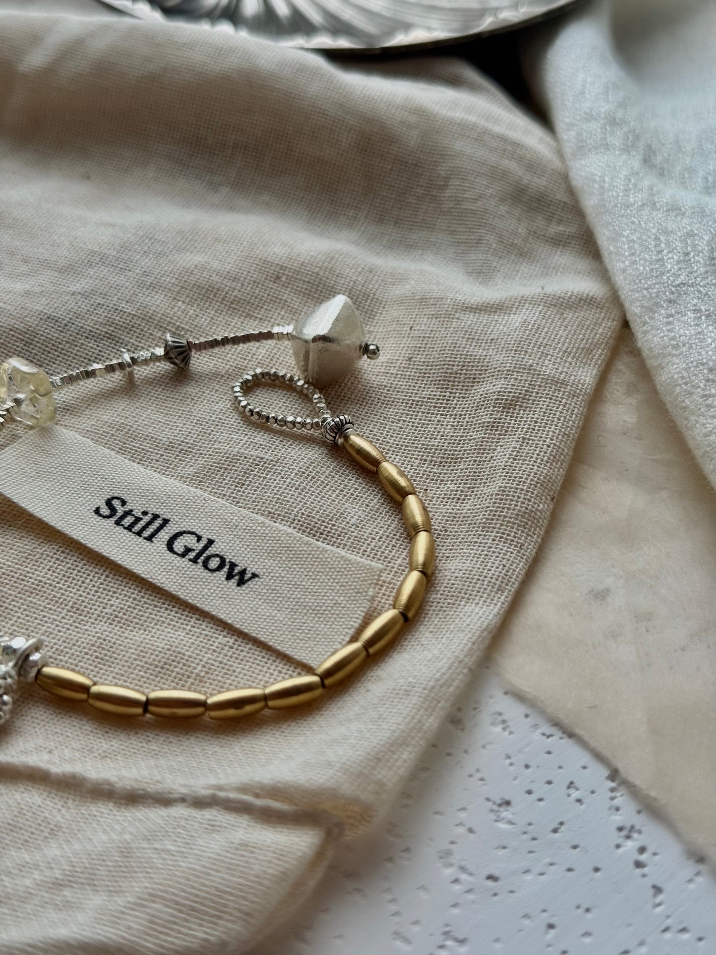 Last Light Relic｜Vintage Citrine Bracelet｜925 Silver × Brass｜Aive Collection