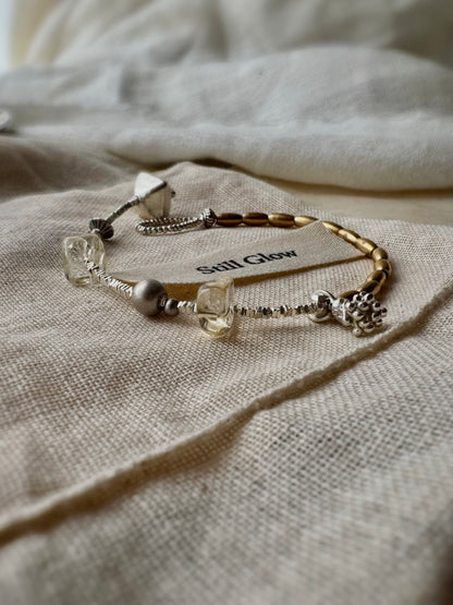 Last Light Relic｜Vintage Citrine Bracelet｜925 Silver × Brass｜Aive Collection