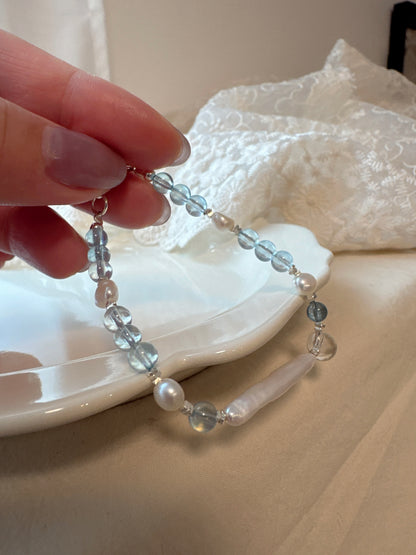 Mermaid’s Tear｜Aquamarine × Pearl × 925 Silver Bracelet
