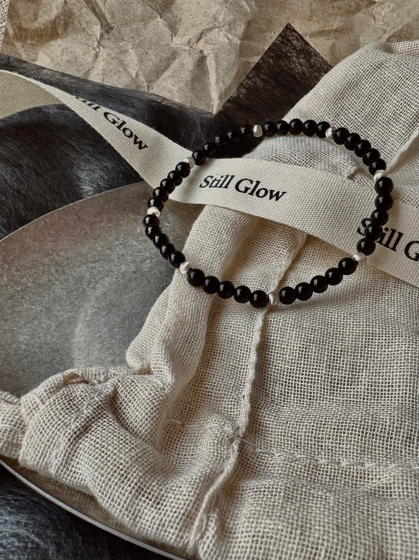 Night Orbit｜Black Onyx × Sterling Silver Bracelet