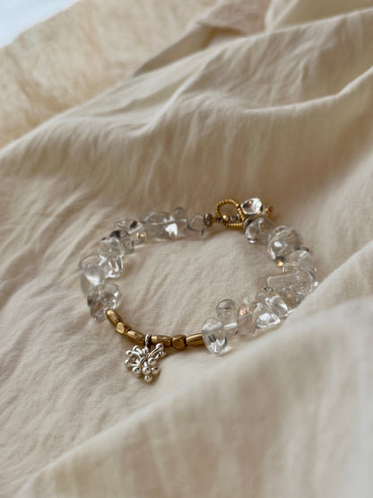 Sky Mirrorli｜Clear Quartz × Brass × Sterling Silver Bracelet