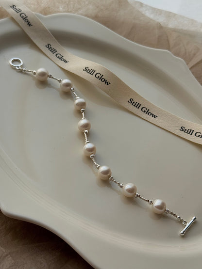 Trace of Light｜925 Silver × Natural Freshwater Pearls Bracelet