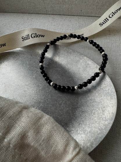 Night Orbit｜Black Onyx × Sterling Silver Bracelet