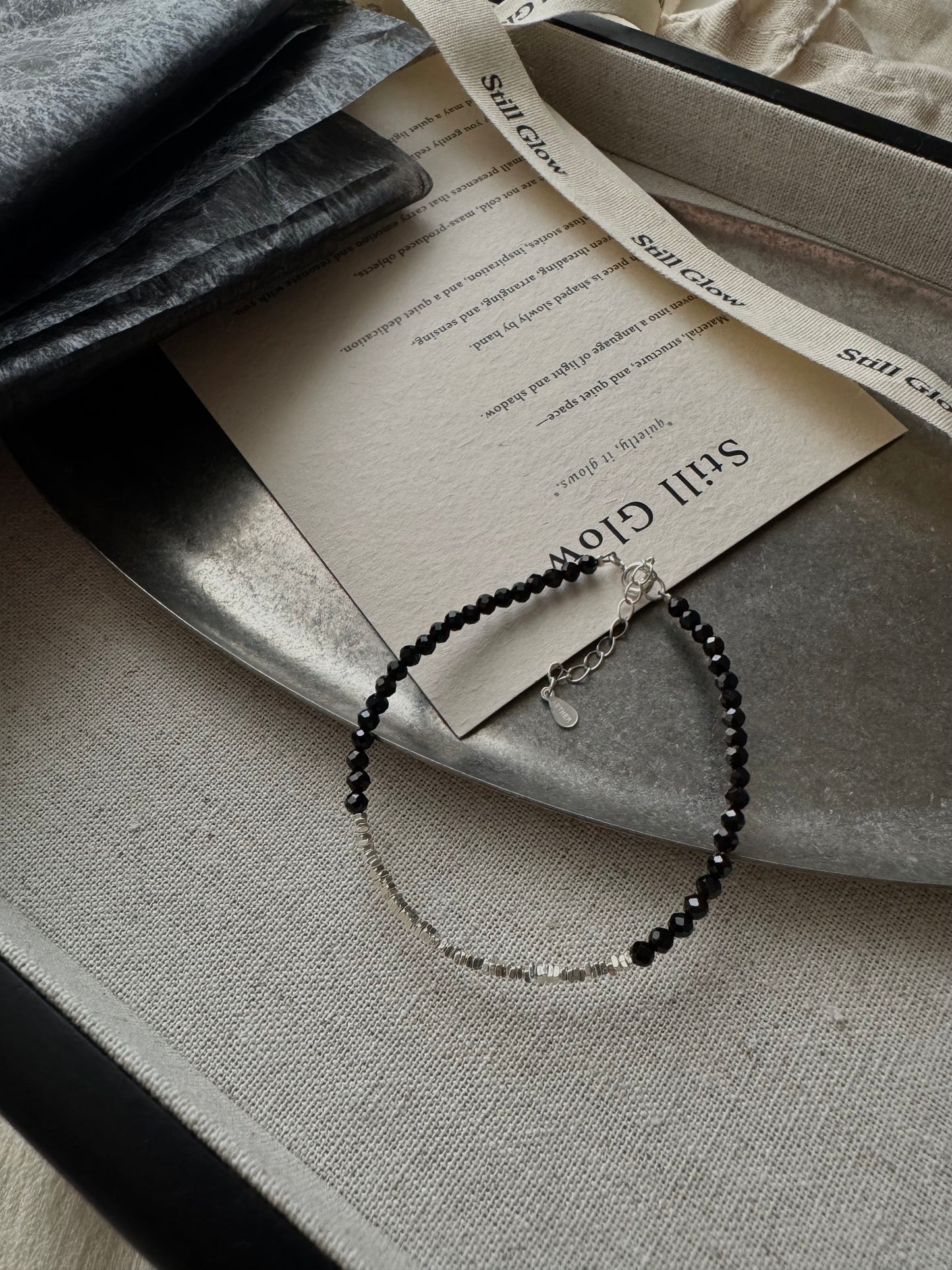 Nocturne Light｜Black Spinel × Sterling Silver Bracelet