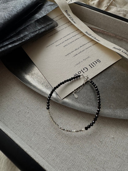 Nocturne Light｜Black Spinel × Sterling Silver Bracelet