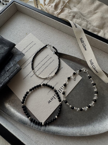 Night Orbit｜Black Onyx × Sterling Silver Bracelet