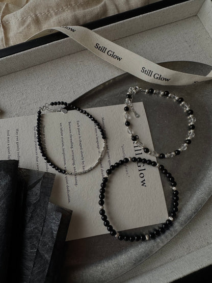Night Orbit｜Black Onyx × Sterling Silver Bracelet