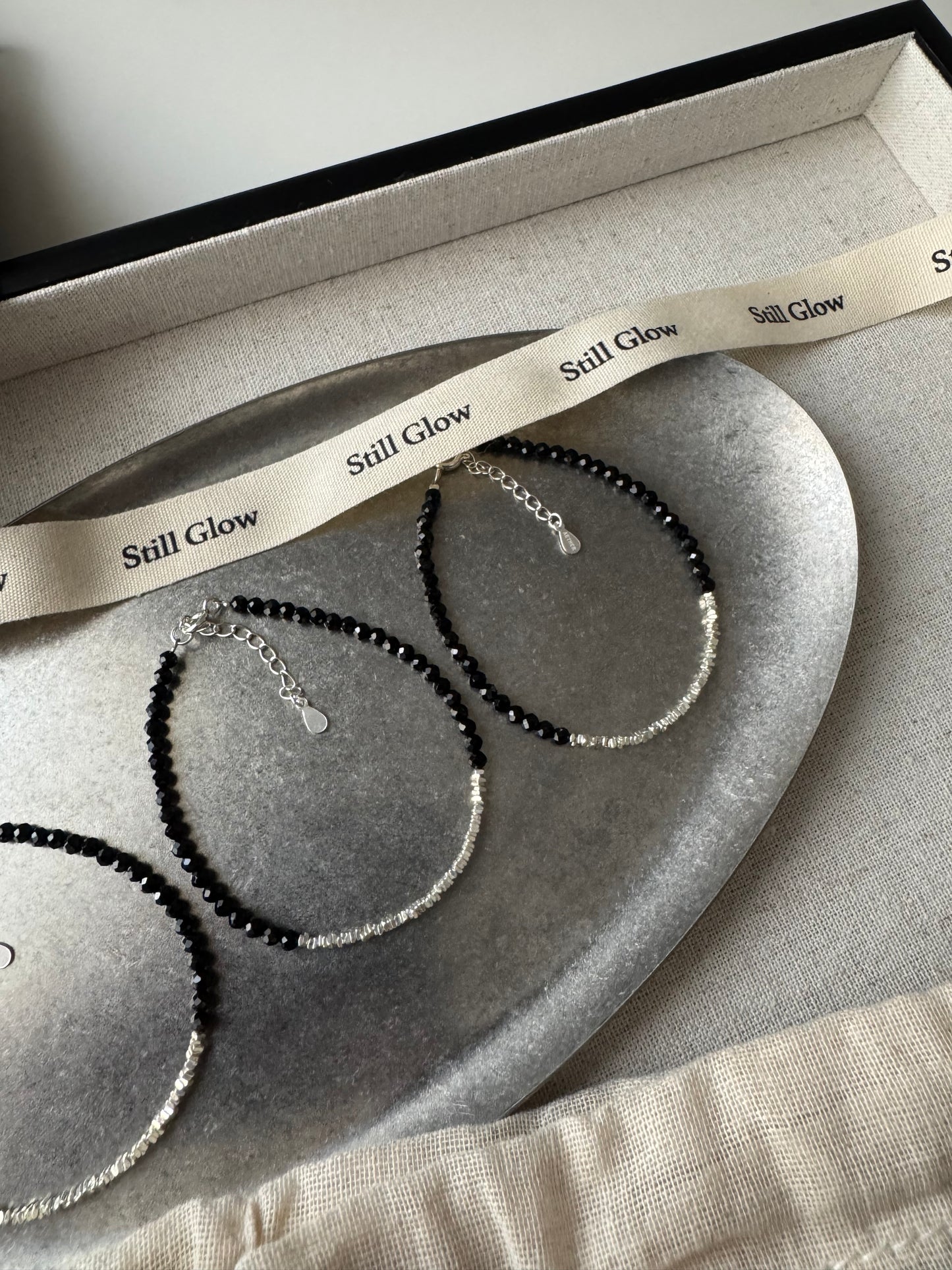 Nocturne Light｜Black Spinel × Sterling Silver Bracelet