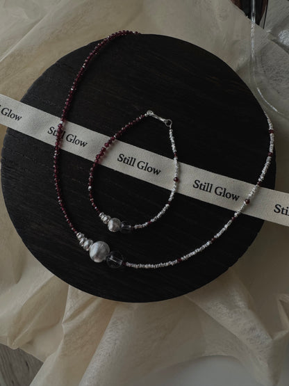 Still Line｜Garnet × Silver Bracelet / Necklace