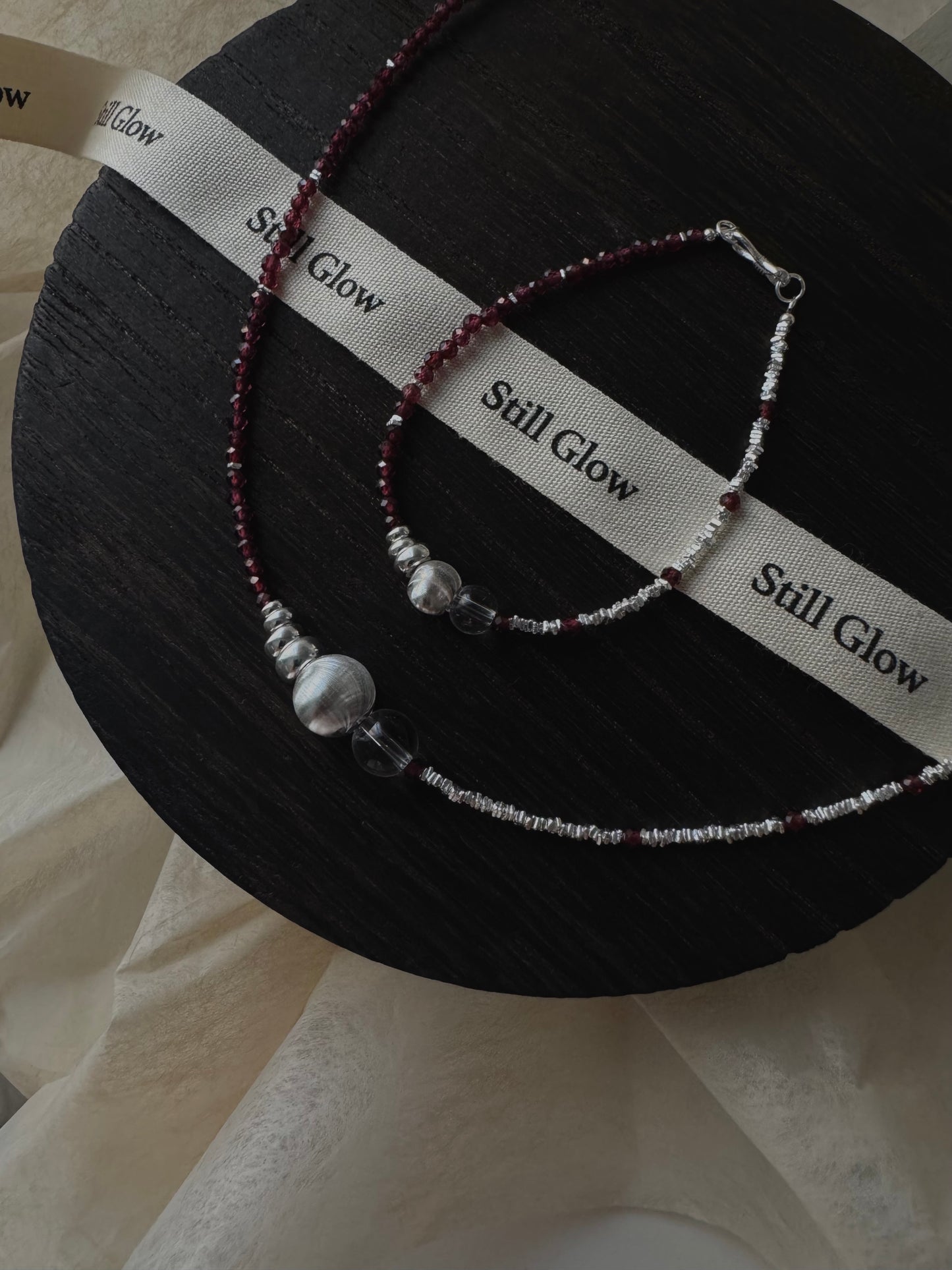 Still Line｜Garnet × Silver Bracelet / Necklace