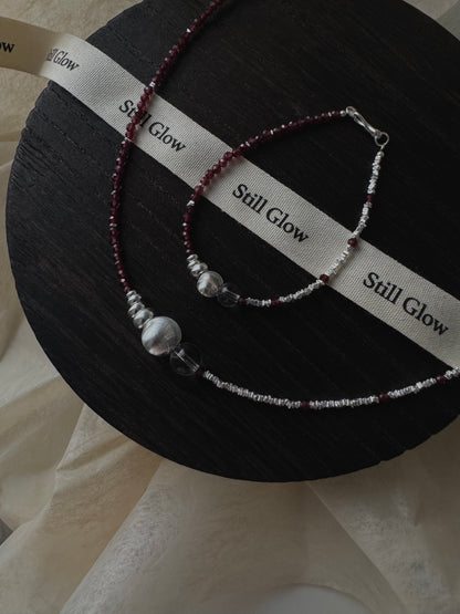 Still Line｜Garnet × Silver Bracelet / Necklace
