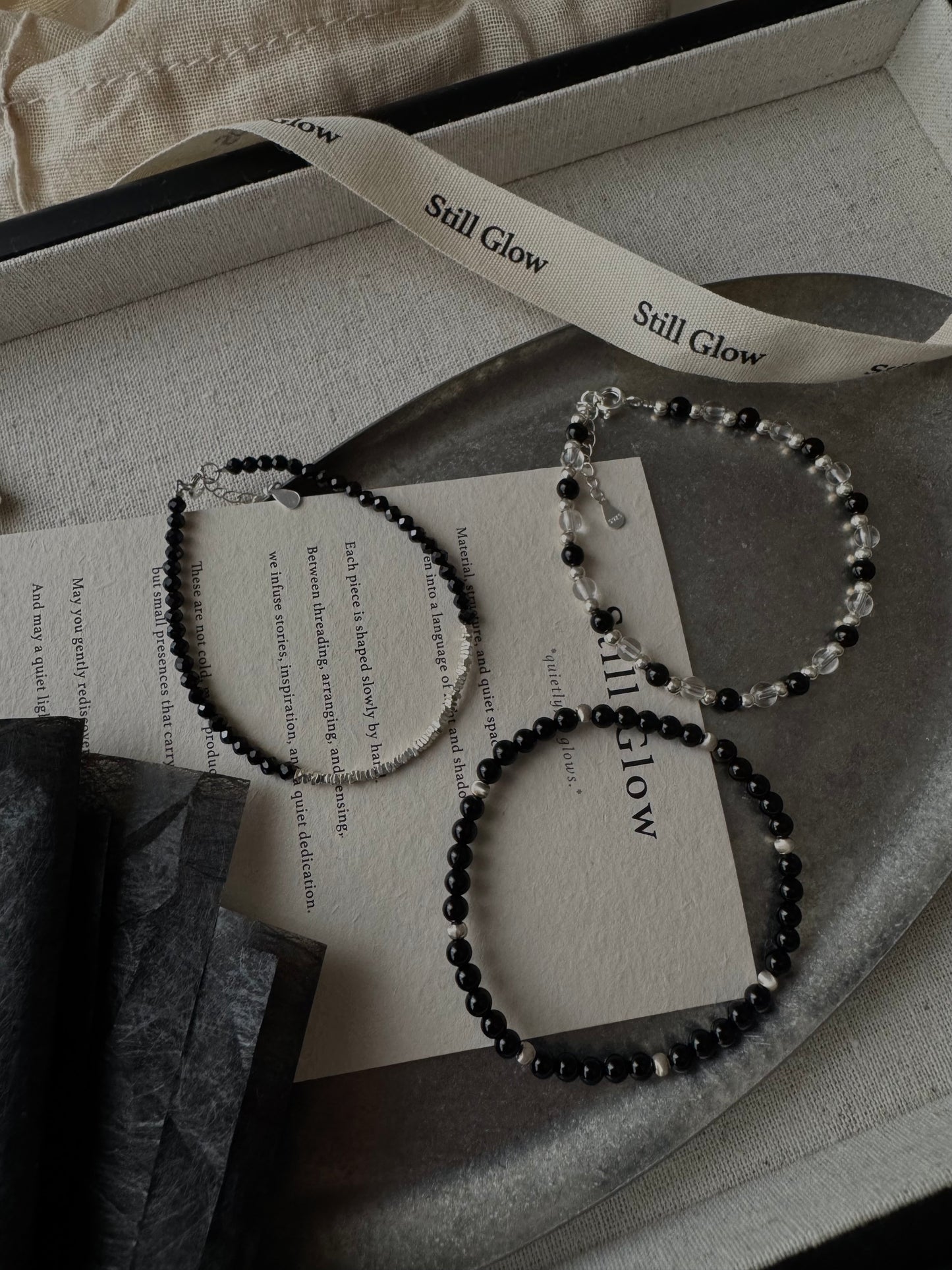 Nocturne Light｜Black Spinel × Sterling Silver Bracelet