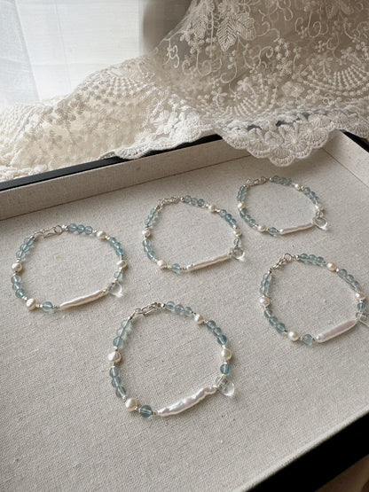 Mermaid’s Tear｜Aquamarine × Pearl × 925 Silver Bracelet
