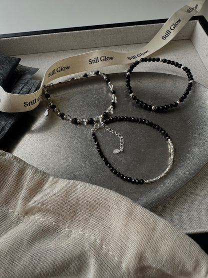 Nocturne Light｜Black Spinel × Sterling Silver Bracelet
