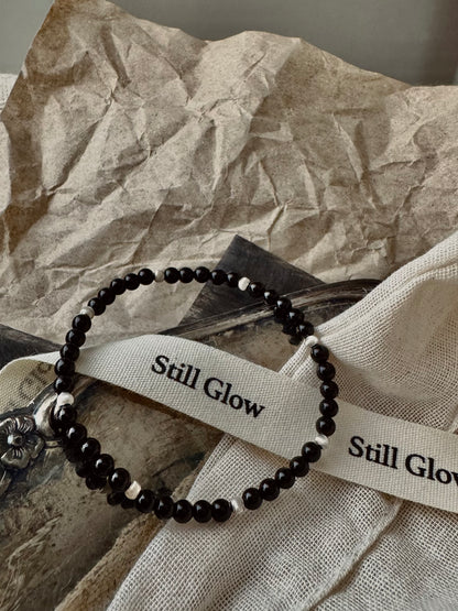 Night Orbit｜Black Onyx × Sterling Silver Bracelet