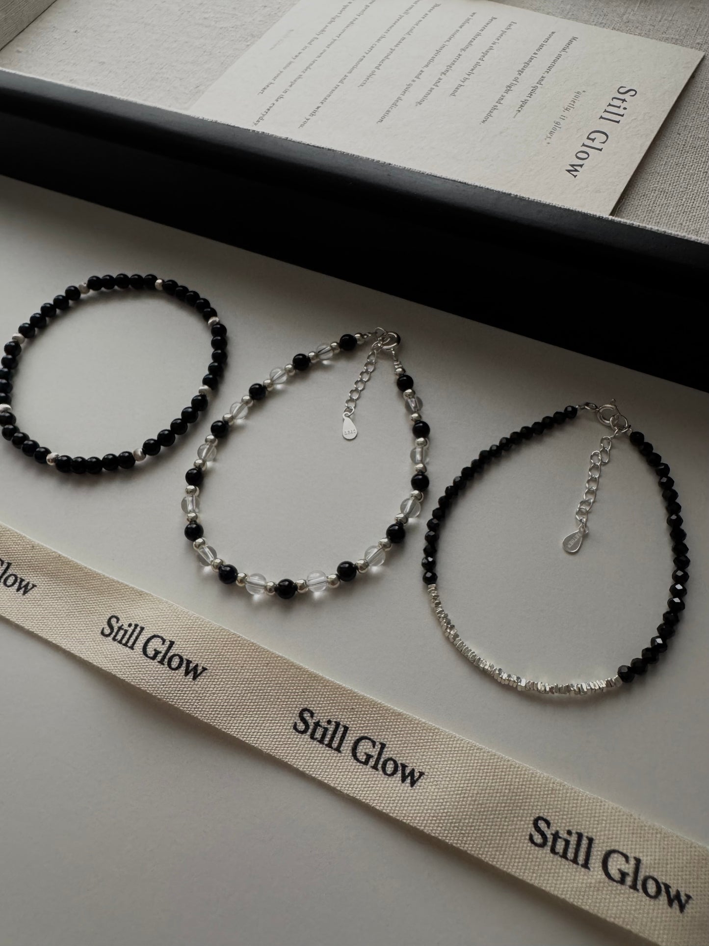 Nocturne Light｜Black Spinel × Sterling Silver Bracelet