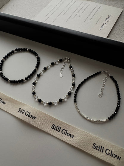 Nocturne Light｜Black Spinel × Sterling Silver Bracelet