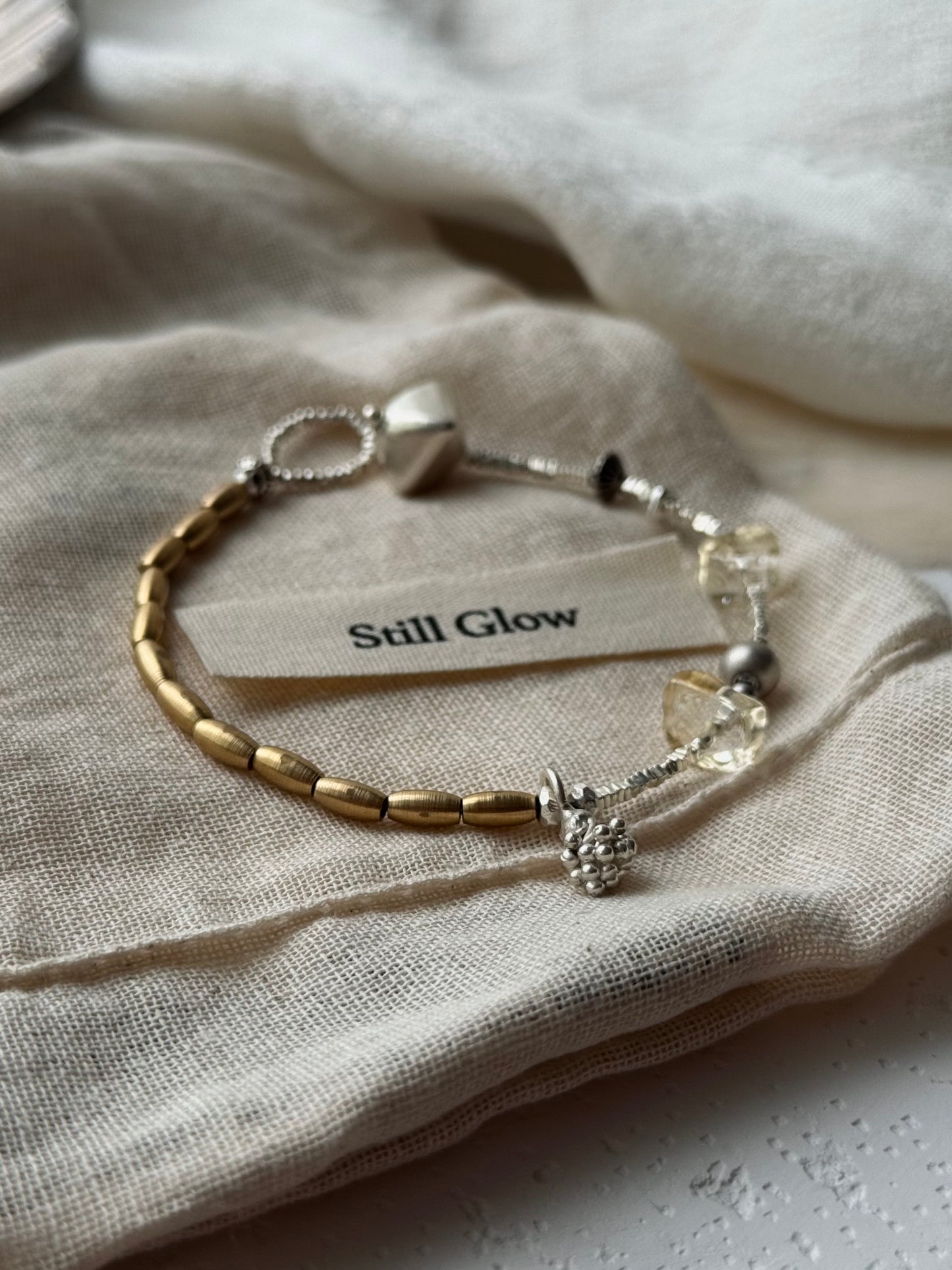 Last Light Relic｜Vintage Citrine Bracelet｜925 Silver × Brass｜Aive Collection