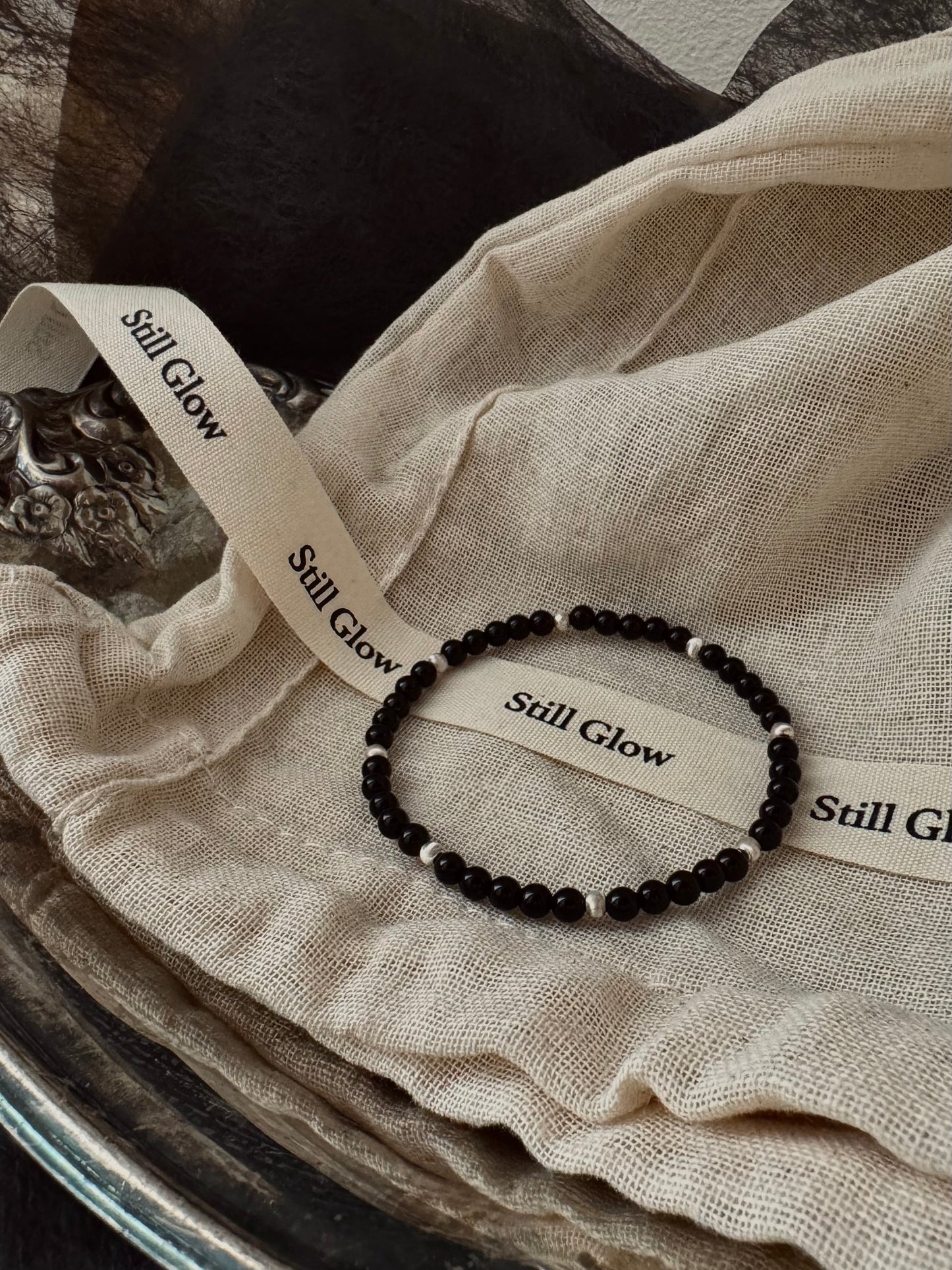 Night Orbit｜Black Onyx × Sterling Silver Bracelet