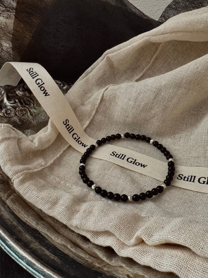 Night Orbit｜Black Onyx × Sterling Silver Bracelet