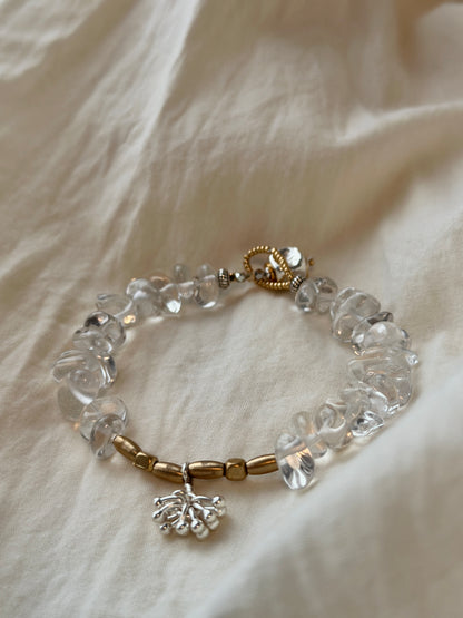 Sky Mirrorli｜Clear Quartz × Brass × Sterling Silver Bracelet