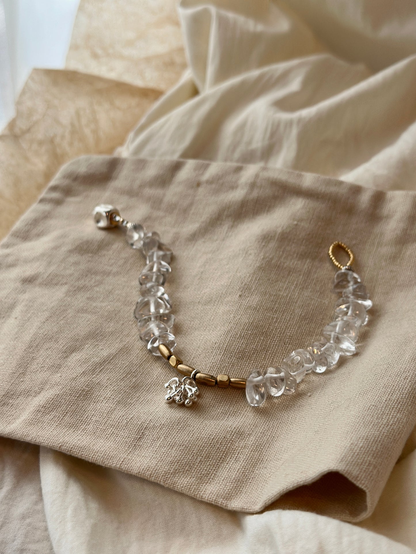 Sky Mirrorli｜Clear Quartz × Brass × Sterling Silver Bracelet
