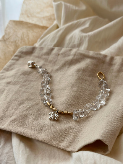 Sky Mirrorli｜Clear Quartz × Brass × Sterling Silver Bracelet