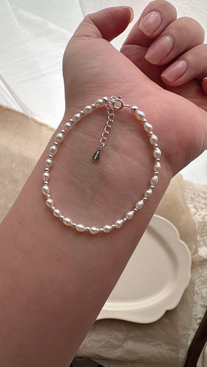 Aurora｜Freshwater Teardrop Pearl & 925 Silver Bracelet
