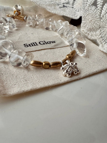 Sky Mirrorli｜Clear Quartz × Brass × Sterling Silver Bracelet