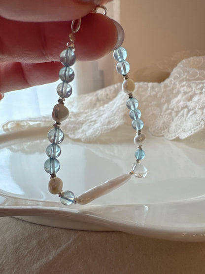 Mermaid’s Tear｜Aquamarine × Pearl × 925 Silver Bracelet