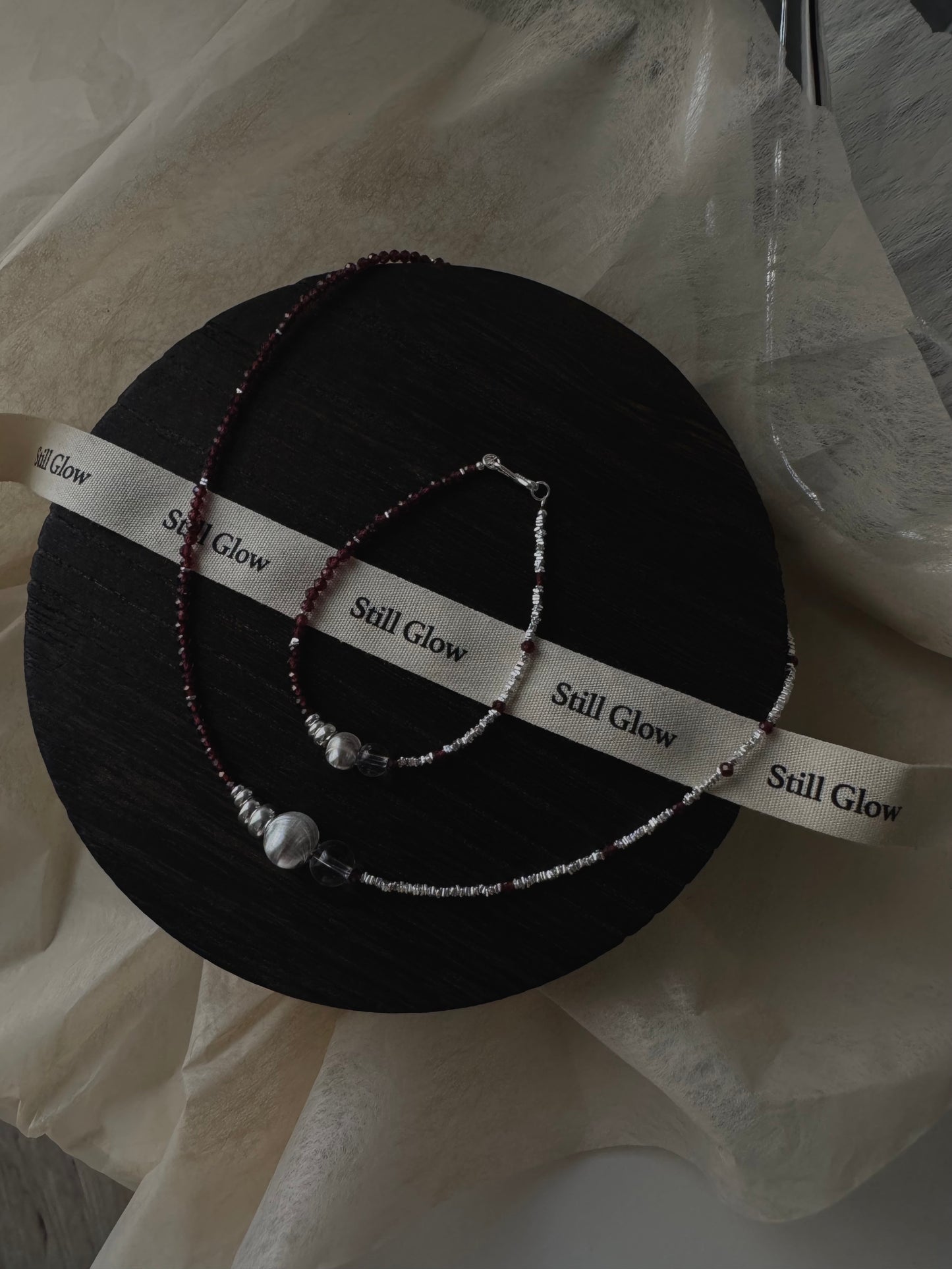 Still Line｜Garnet × Silver Bracelet / Necklace