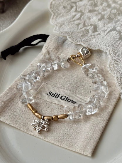 Sky Mirrorli｜Clear Quartz × Brass × Sterling Silver Bracelet