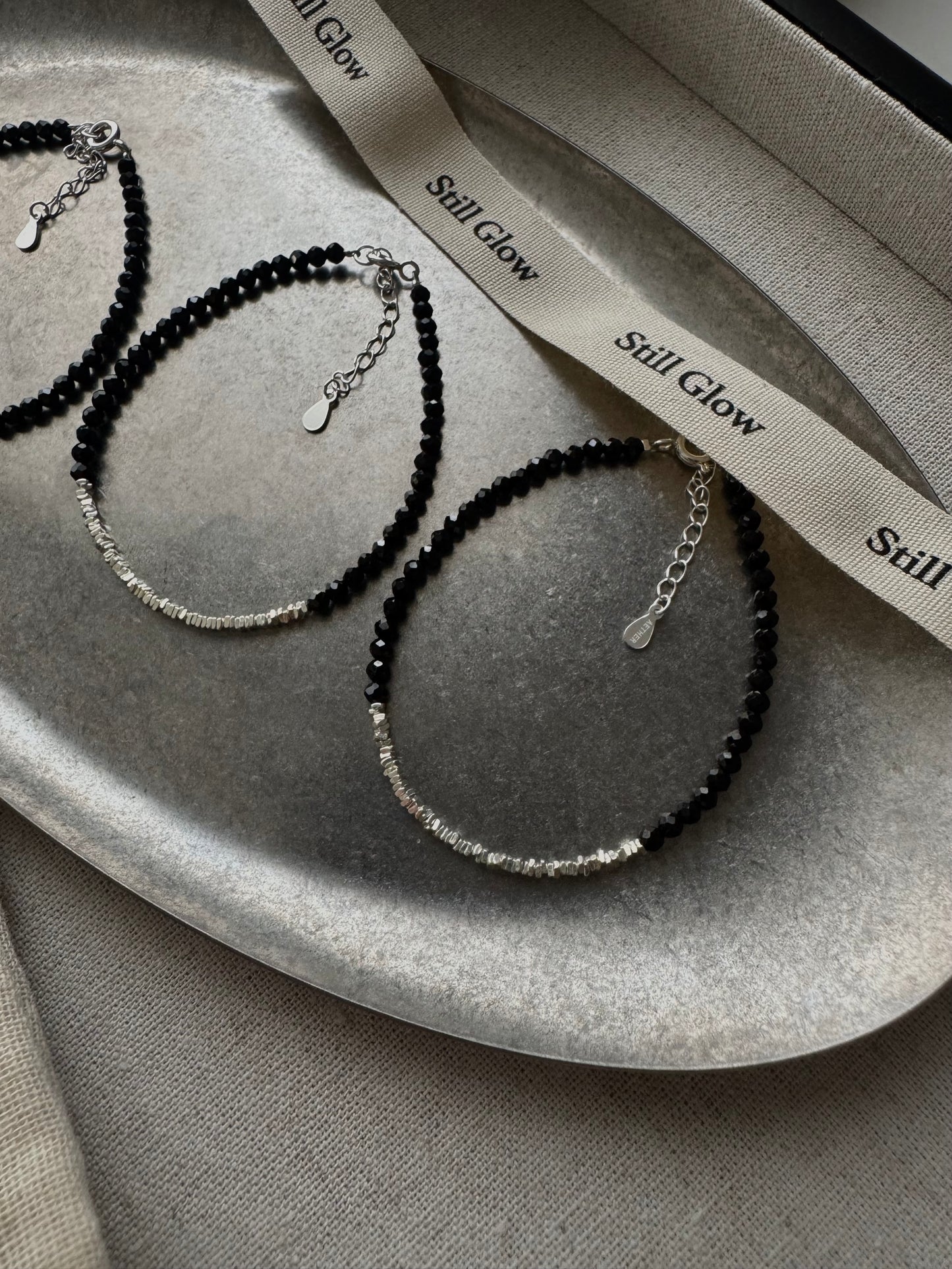 Nocturne Light｜Black Spinel × Sterling Silver Bracelet