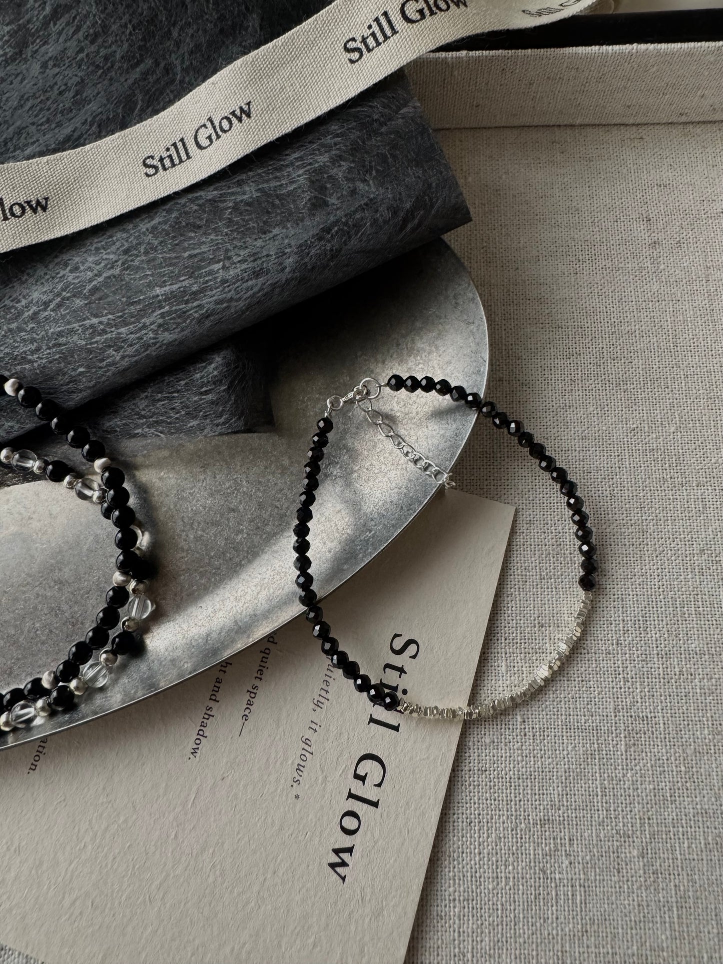 Nocturne Light｜Black Spinel × Sterling Silver Bracelet