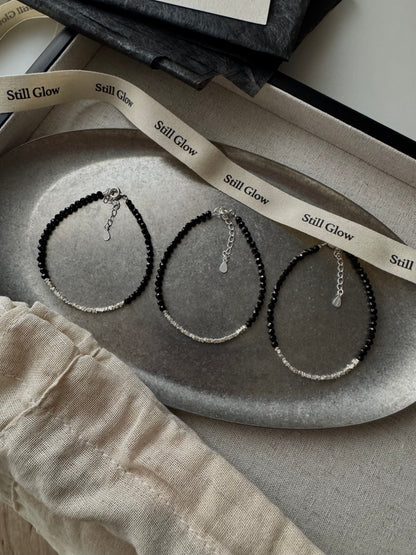 Nocturne Light｜Black Spinel × Sterling Silver Bracelet