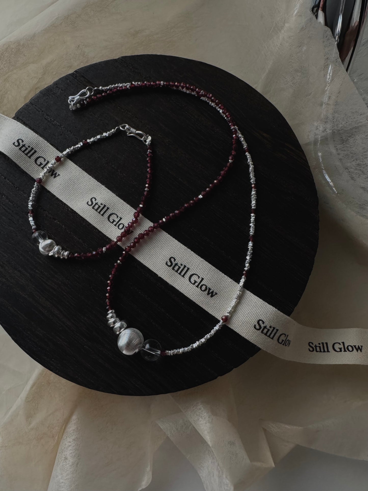 Still Line｜Garnet × Silver Bracelet / Necklace