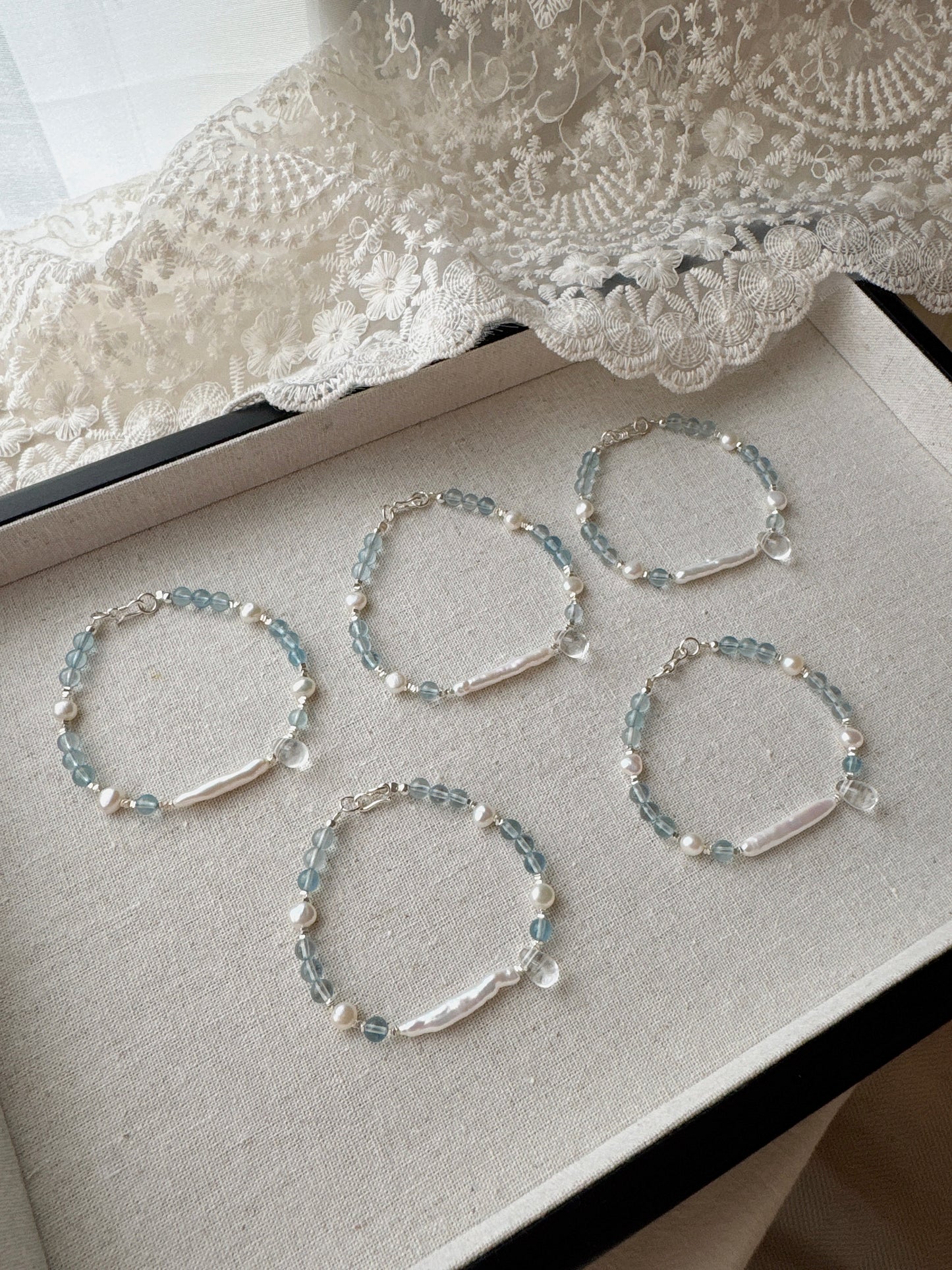 Mermaid’s Tear｜Aquamarine × Pearl × 925 Silver Bracelet