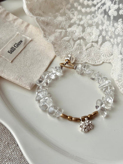 Sky Mirrorli｜Clear Quartz × Brass × Sterling Silver Bracelet