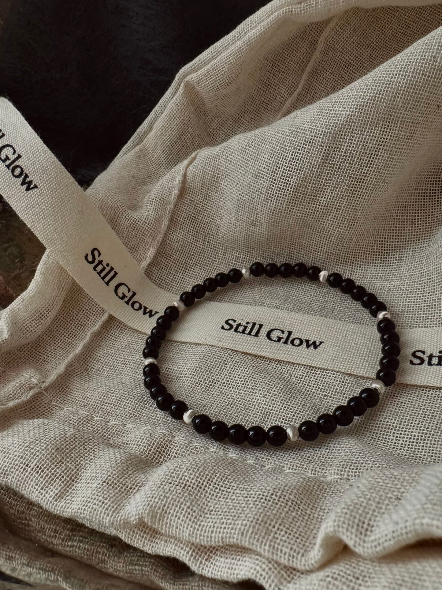 Night Orbit｜Black Onyx × Sterling Silver Bracelet