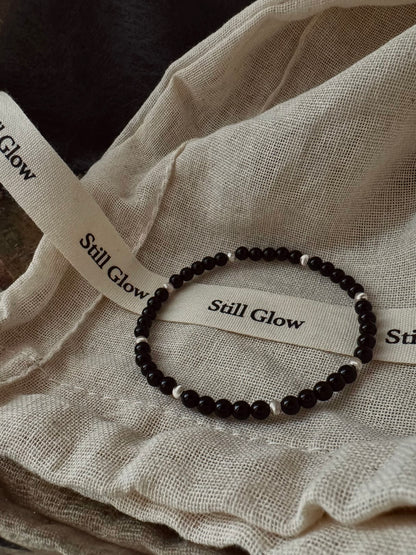 Night Orbit｜Black Onyx × Sterling Silver Bracelet