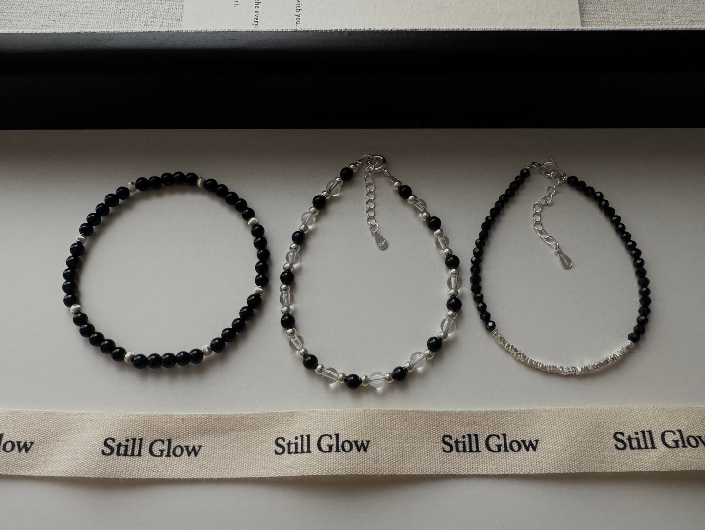 Nocturne Light｜Black Spinel × Sterling Silver Bracelet