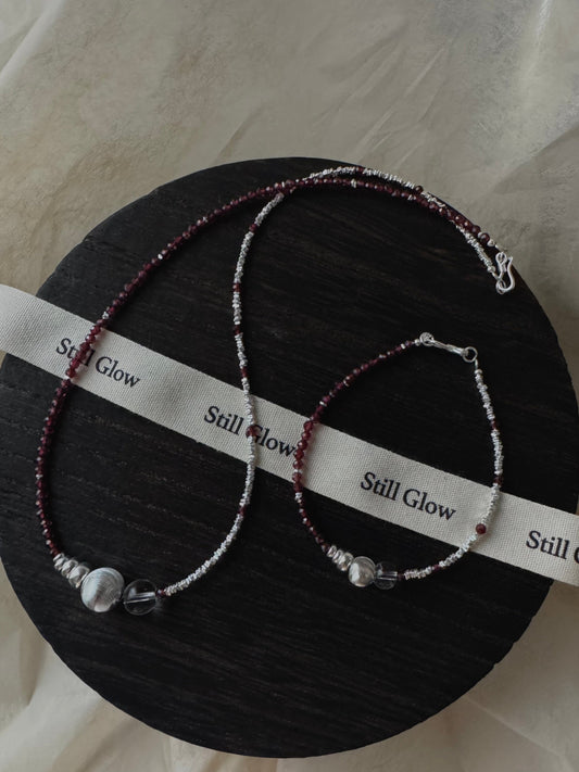 Still Line｜Garnet × Silver Bracelet / Necklace