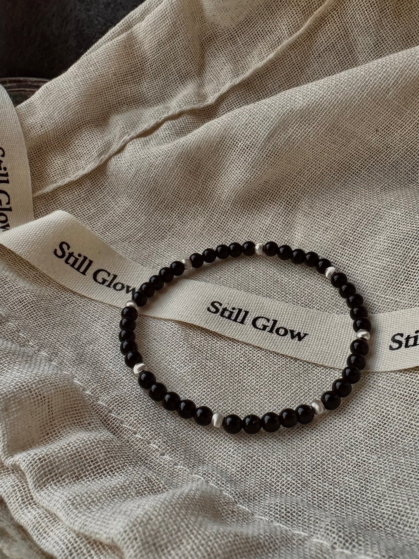 Night Orbit｜Black Onyx × Sterling Silver Bracelet