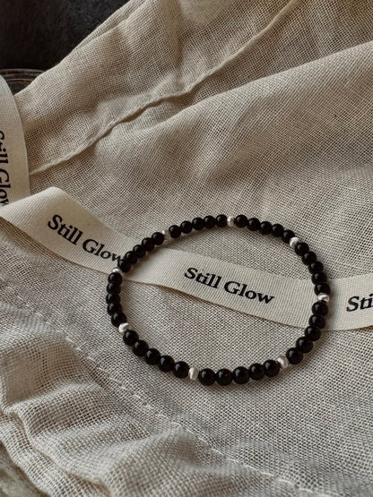 Night Orbit｜Black Onyx × Sterling Silver Bracelet