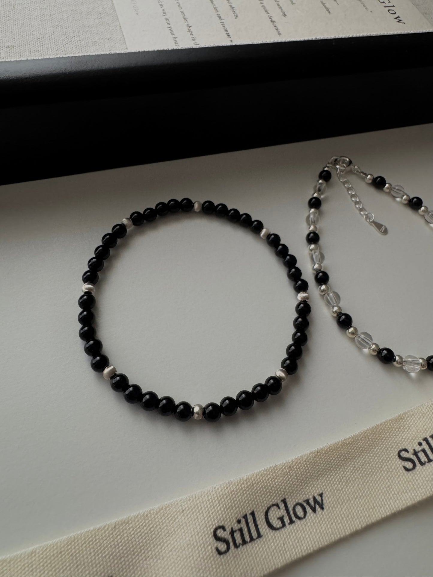 Night Orbit｜Black Onyx × Sterling Silver Bracelet