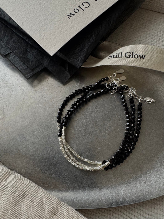 Nocturne Light｜Black Spinel × Sterling Silver Bracelet
